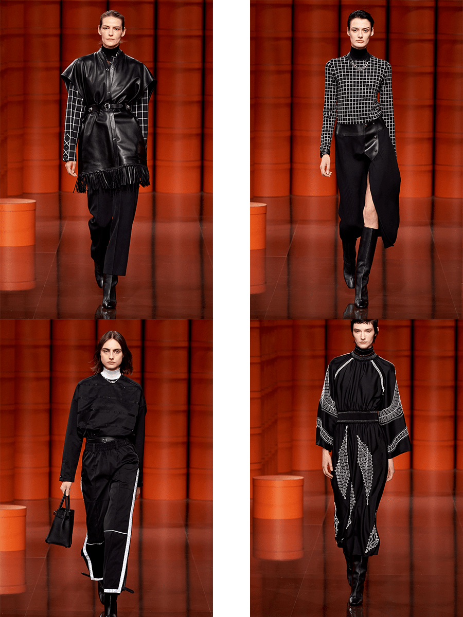 对比|Hermès 2021秋冬系列，很强的力量感，用深色调的颜色能够更好的营造