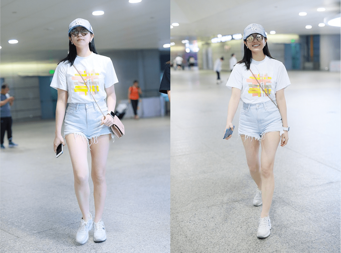 都能|陈妍希脸蛋肉肉的但腿好细,一身打扮随性慵懒,看着真不咋胖