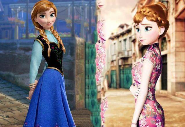 白雪公主|旗袍版本的迪士尼公主，白雪公主优雅迷人，艾莎女王气质冰冷