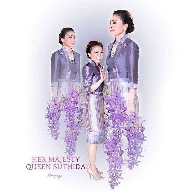 套装|泰王室“铁三角”不再!苏提达连发花卉海报展现王后范,又变美啦