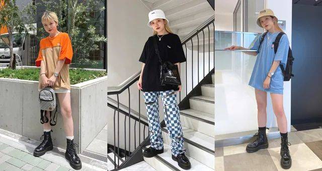 喇叭裤|帅气中又带点甜，女生夏季马丁鞋4种穿搭提案推荐