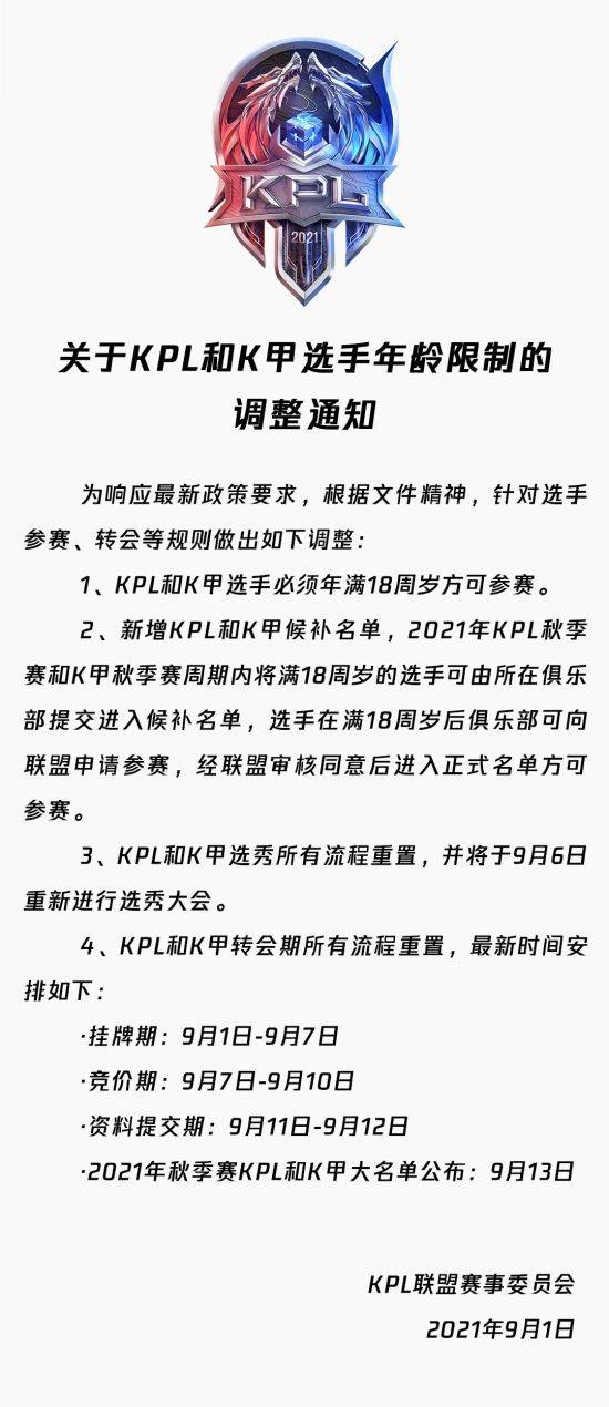 训练营|王者荣耀职业联赛重置规则 参赛年龄最低18岁