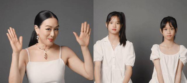 吊带|钟丽缇带女儿拍大片！小女儿穿泡泡袖甜美俏皮，颜值竟然美过姐姐