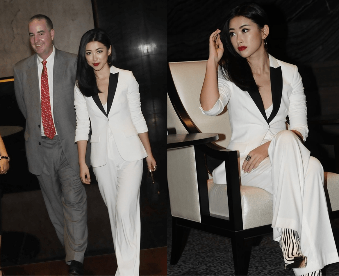 朱珠|怀孕的朱珠身材也挺好，穿宽松西装也难掩纤细感，配平底鞋显腿长