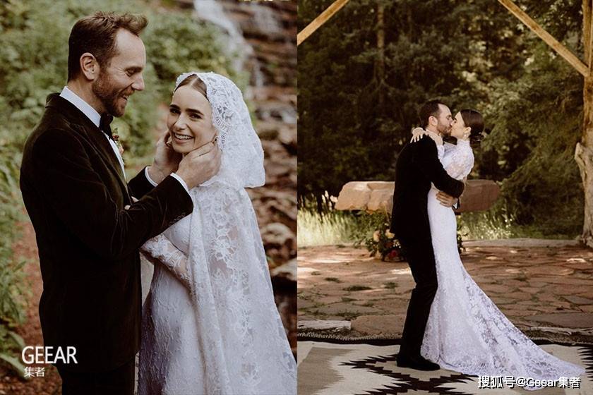 老公|莉莉·柯林斯一袭蕾丝婚纱：“现在我想成为你的妻子”
