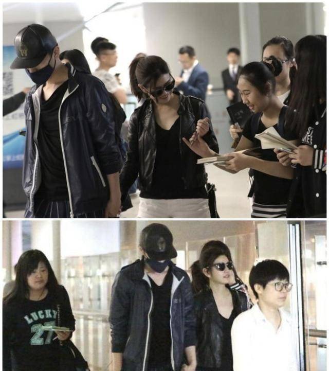 黑色|陈晓陈妍希罕见秀恩爱，十指紧扣羡煞旁人，陈妍希黑皮衣太飒了