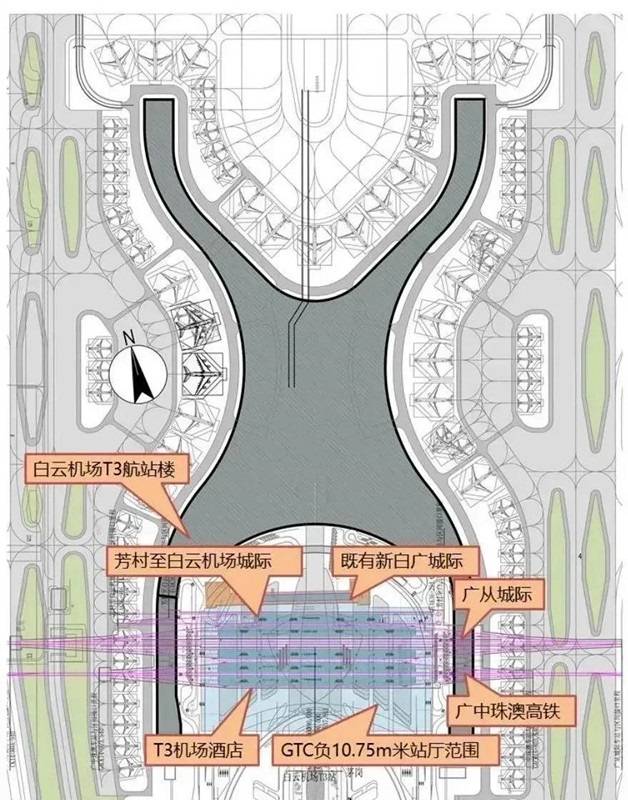 白雲機場t3航站樓開工將引入兩高鐵兩城際