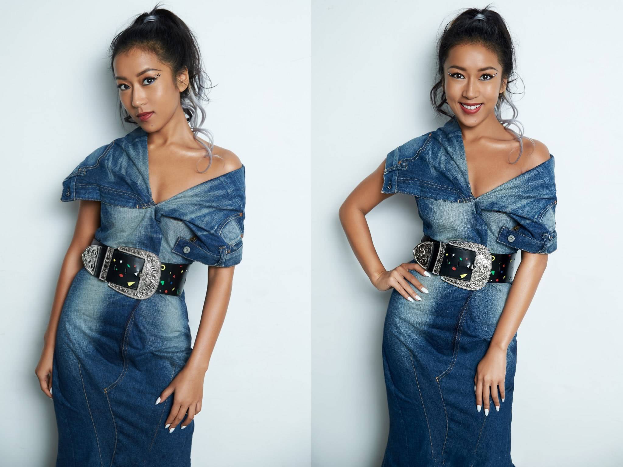 样式|吉克隽逸穿牛仔裙欲秀身材,宽腰带格外抢镜,网友:白一点会更美