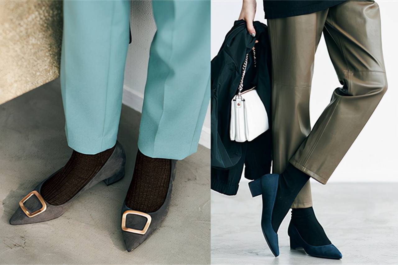 米色|裸色丝袜过时了？今秋流行浅口鞋配彩色短袜，穿得保暖还不土气