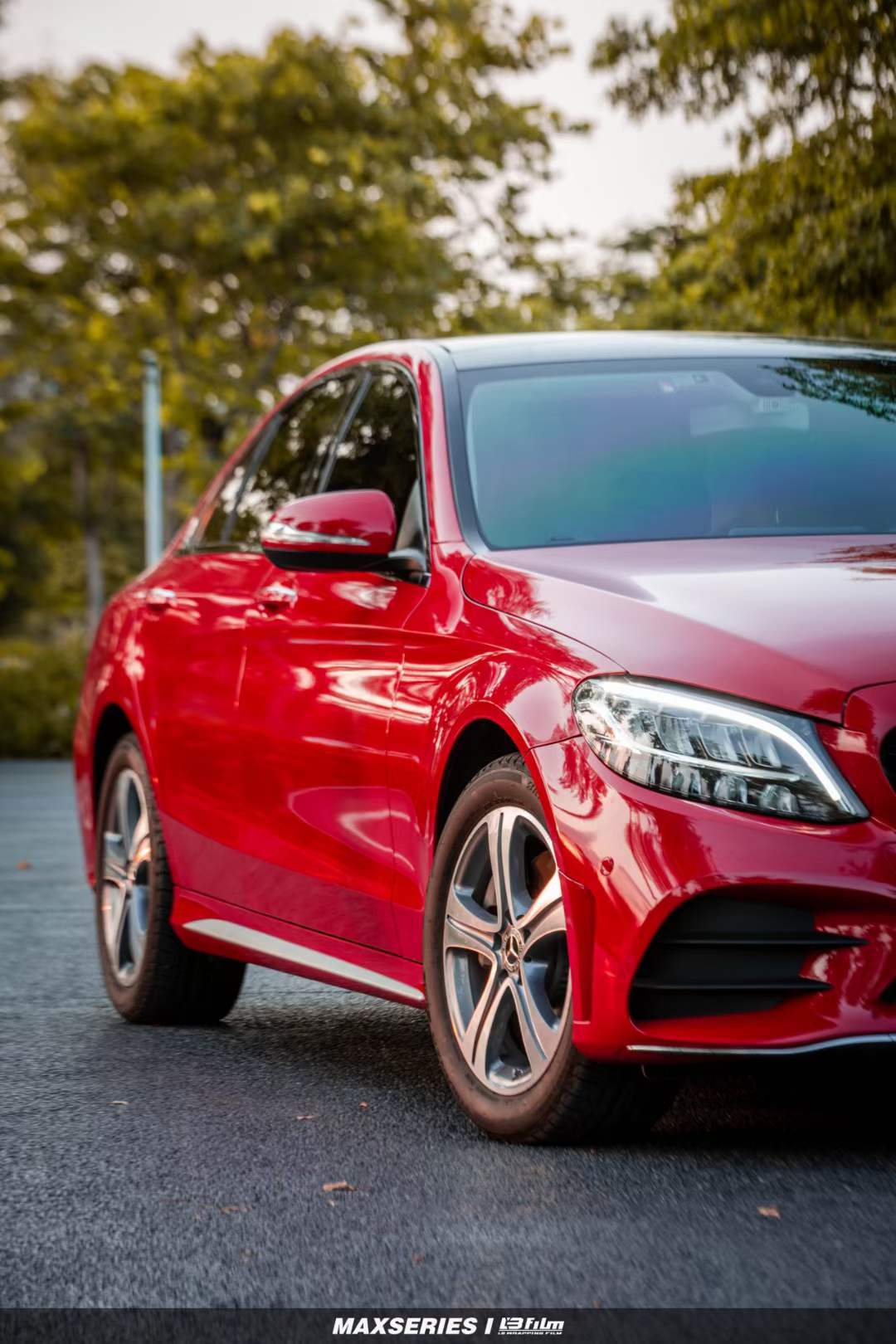 奔驰全车贴膜lbfilm保时捷原厂色胭脂红