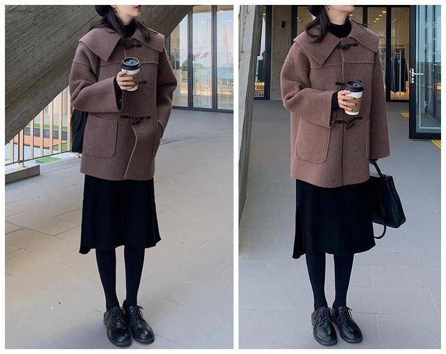 视觉|这套减龄效果真的很好，毛衣+毛呢外套穿搭给人青春活泼的感觉