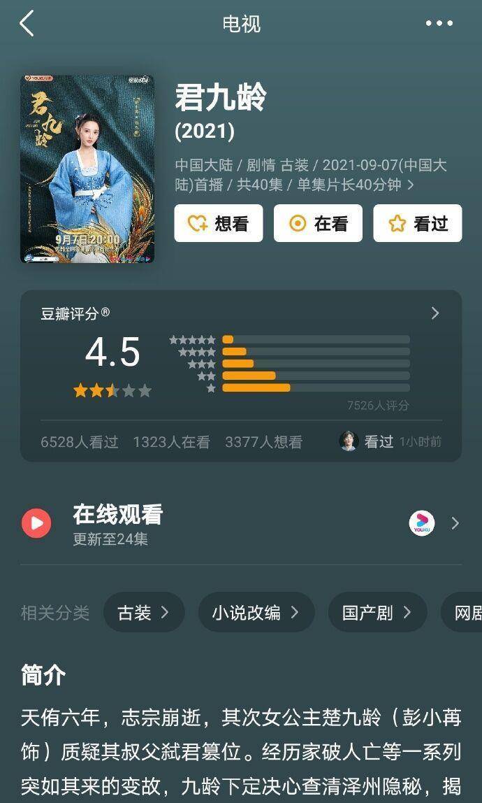 因为|九月份四部电视剧评分：一生一世顶住压力拿6.7，君九龄又惨又冤