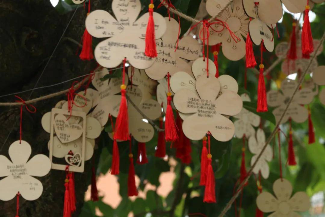 中秋佳节活动顺利举办▲许愿树一条条流苏代表了师生们的期许"许愿树"