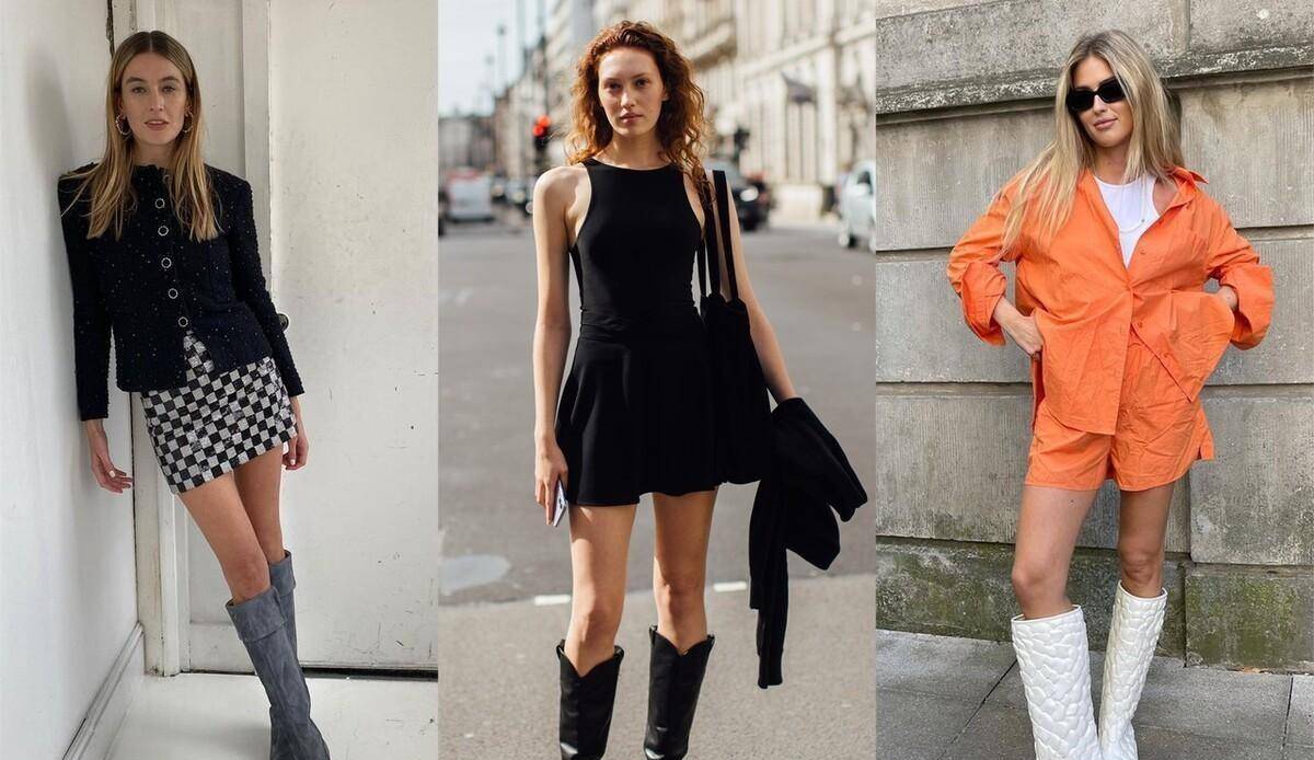 曲线 初秋超时髦的搭配：短裙+长靴，不仅秀出了曲线，还有满满复古感