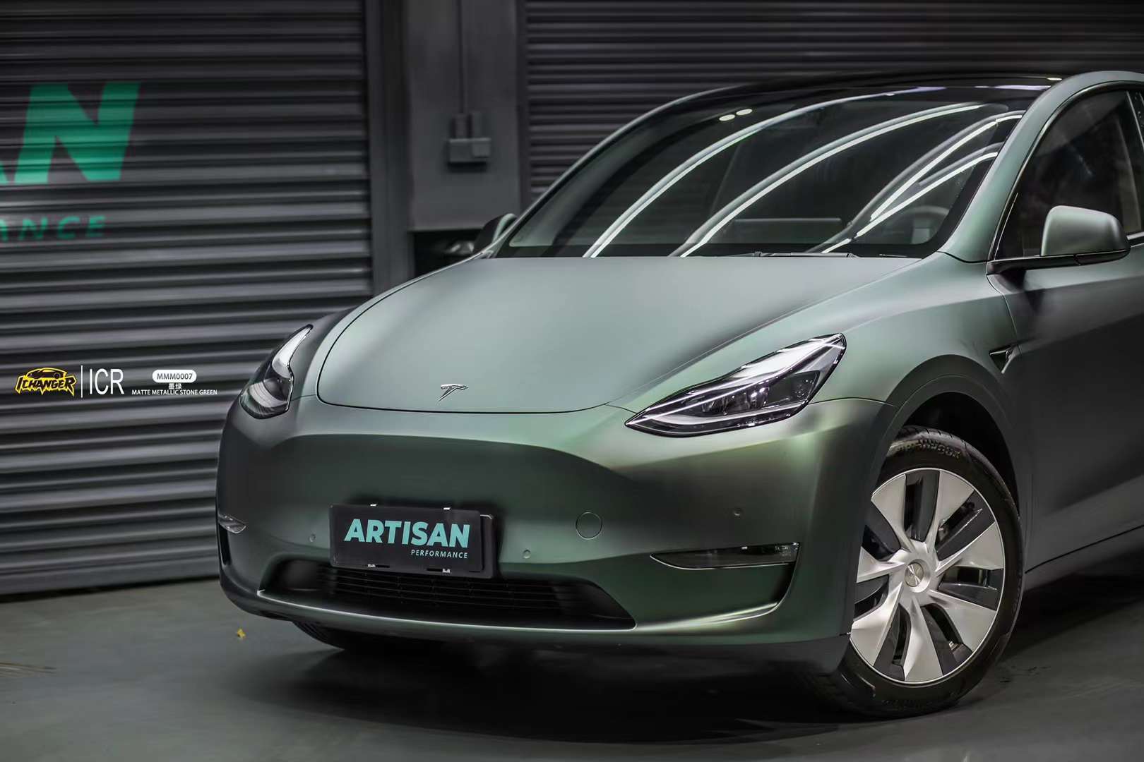 特斯拉 moder 3全车贴膜ichanger(icr)改变者改色膜超亚墨绿_搜狐汽车