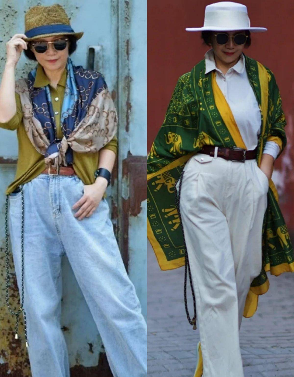 本白色 懂得打扮比身材好重要，瞧这位微胖大妈的着装，年过半百依旧迷人