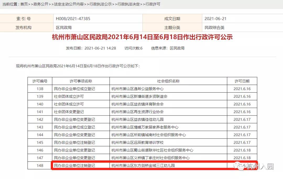 办学|教育局官宣！2021杭州70所学校停办！注销办学许可，终止办学招生！33所幼儿园