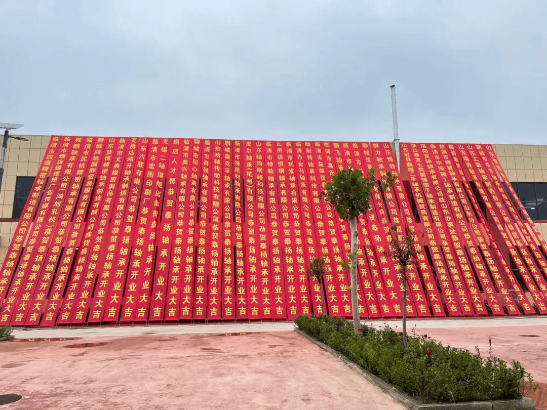 条幅连成数米,在微风细雨中摇曳生姿;16门黄金礼炮整装待发;剪彩台