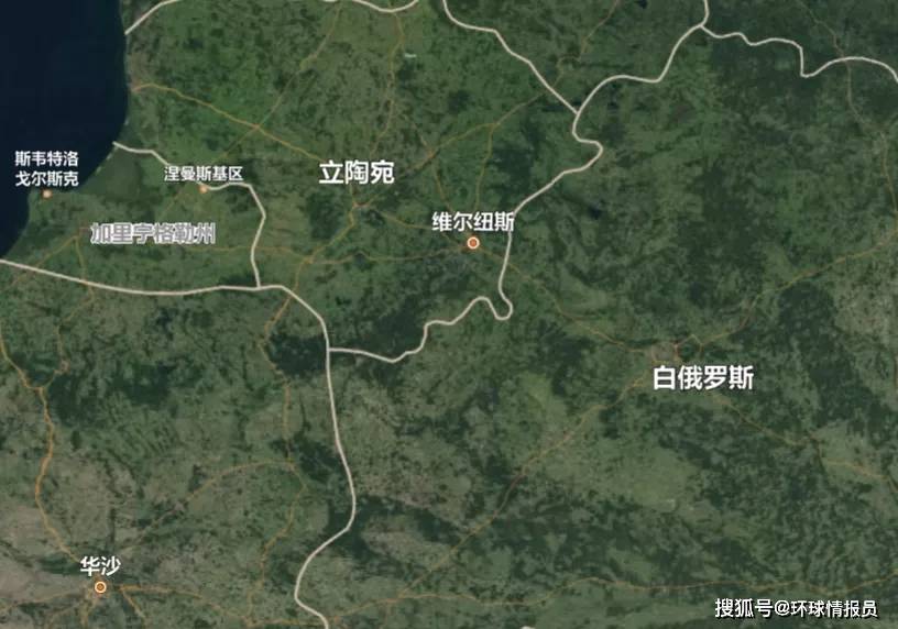 然而,从地图上看,立陶宛首都维尔纽斯却偏偏设在离白俄罗斯不远的地方