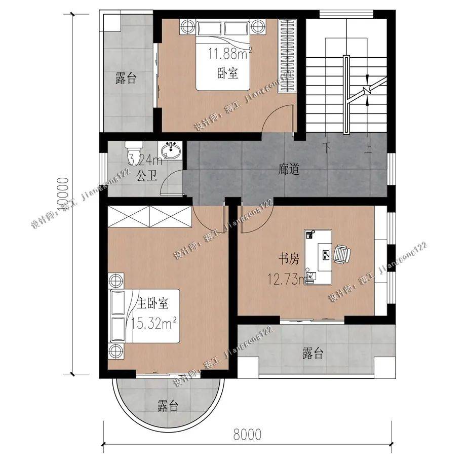 原创4款精品二层农村别墅面宽8米以内小宅基地建房必备