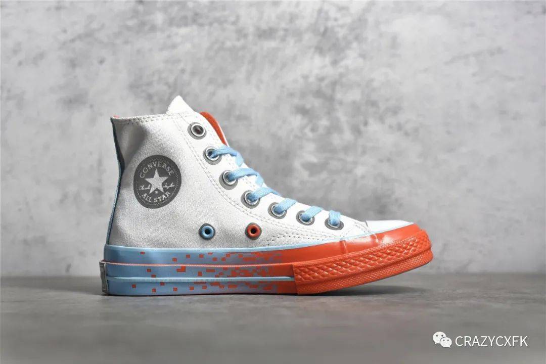 天蓝色 匡威游戏主题 Converse Chuck Taylor All Star 1970s 白蓝砖红马赛克帆布鞋