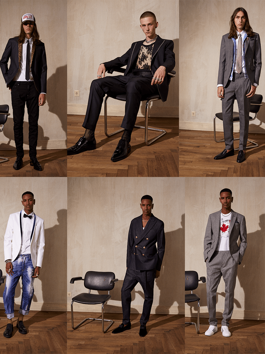图案 Dsquared2 2022春季，看起来并不怎么搭调的穿搭，则更为坚强