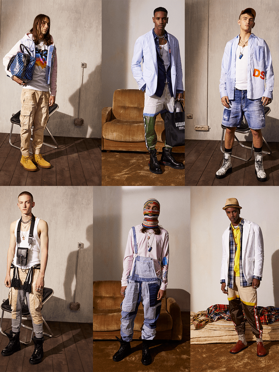 图案 Dsquared2 2022春季，看起来并不怎么搭调的穿搭，则更为坚强