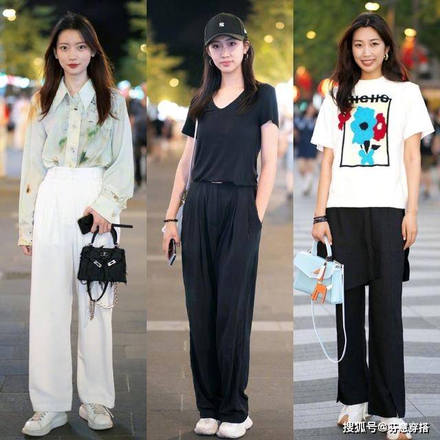 高跟鞋 小个子不穿高跟鞋也能显高，试试“阔腿裤+平底鞋”，时髦显腿长