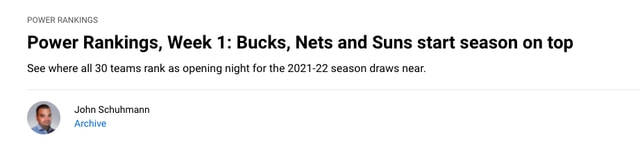开拓者|NBA官方首期球队实力榜！雄鹿力压湖网排第一，篮网第二湖人第五
