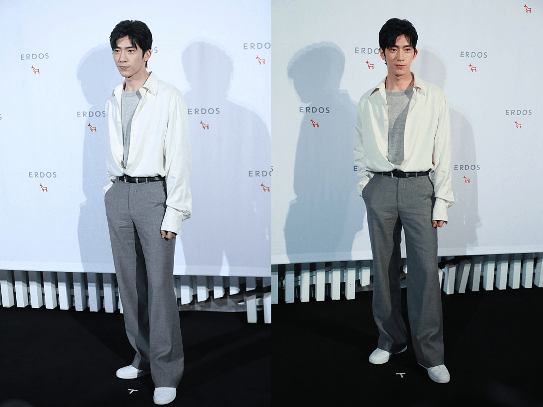 色彩 1米83的井柏然也不矮了，可穿衬衫还要“短一截”，更显腿长了