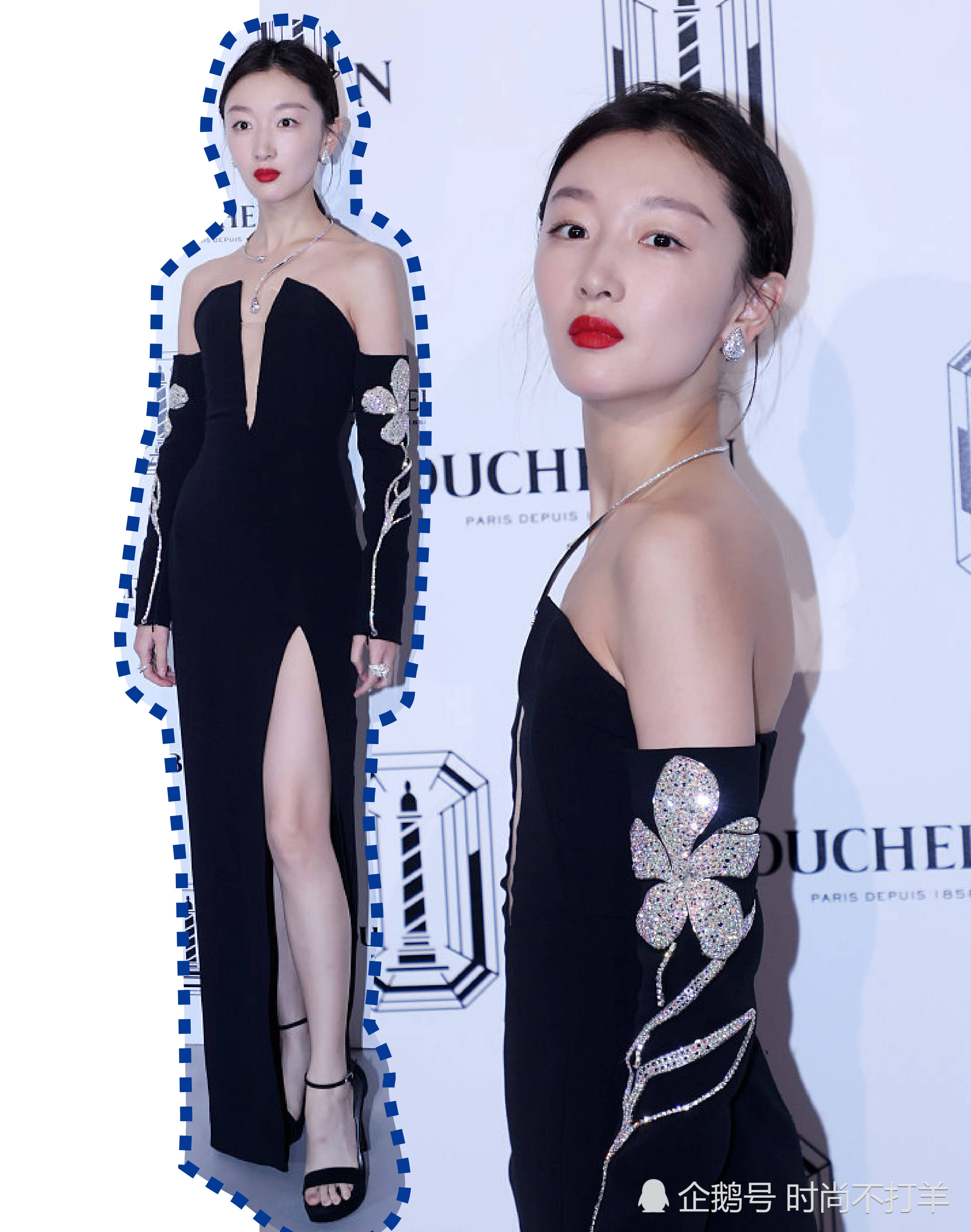 黑色 宝诗龙活动比美现场:杨丞琳黑色西服典雅,周冬雨深V开叉裙美艳