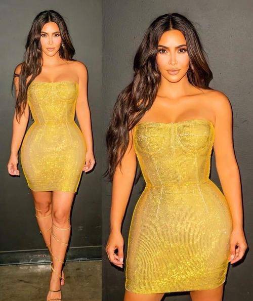 大肚子 金·卡戴珊有多爱穿紧身裙?在孕期挺着大肚子也要穿,身材太棒了