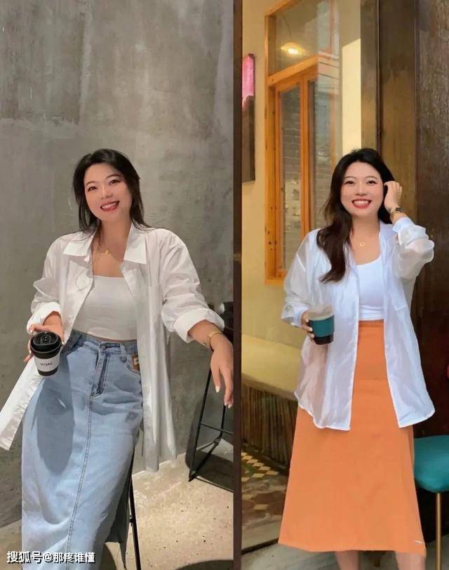 模板 她体重135斤，脸上肉肉明显，但还是美成了微胖女人的穿搭模板