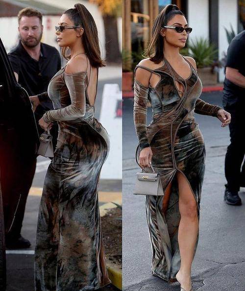 大肚子 金·卡戴珊有多爱穿紧身裙?在孕期挺着大肚子也要穿,身材太棒了