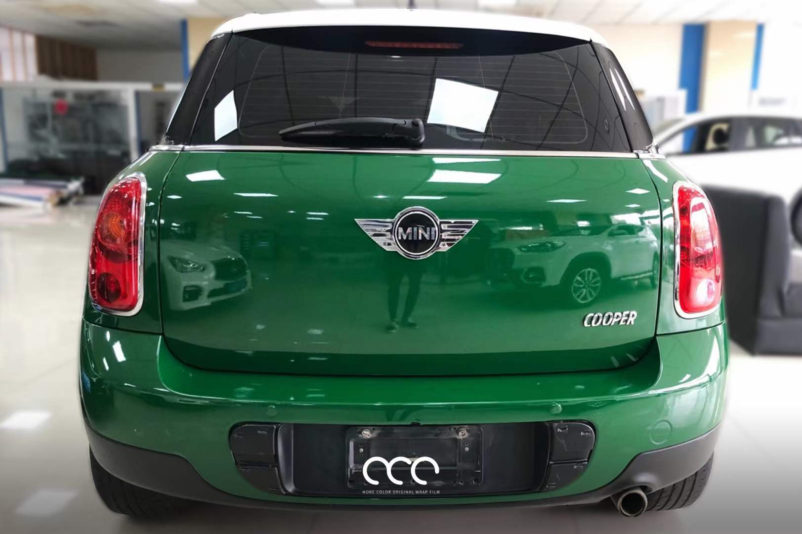 宝马mini全车漫彩改色膜亮森林绿