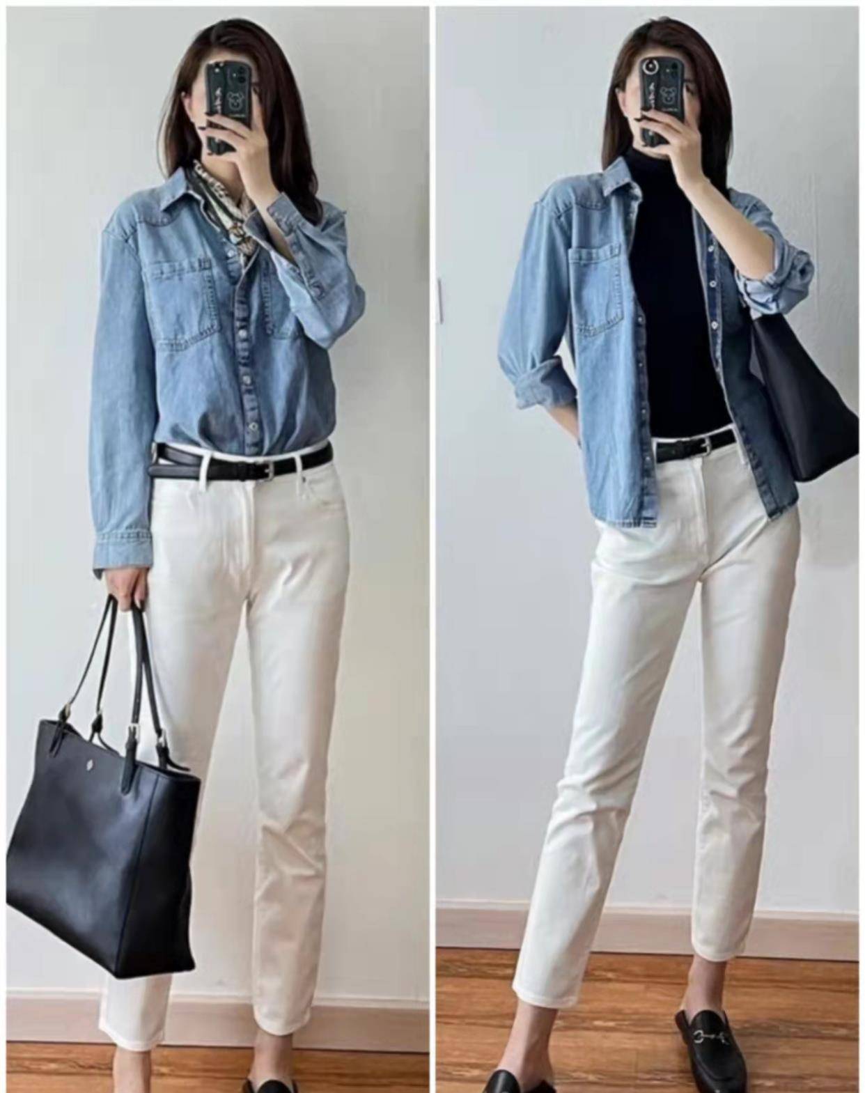 大衣 时尚百搭的牛仔衬衫，让你的秋天不再单调，日常通勤都可以穿