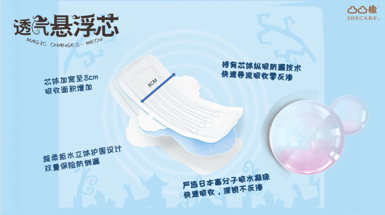 女生凸凸棉首款“悬浮芯卫生巾”上市！给你动态呵护新体验