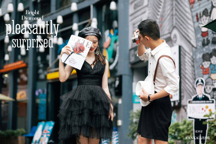 甜蜜撒满杭州街头的时尚街拍婚纱照，想拍吗