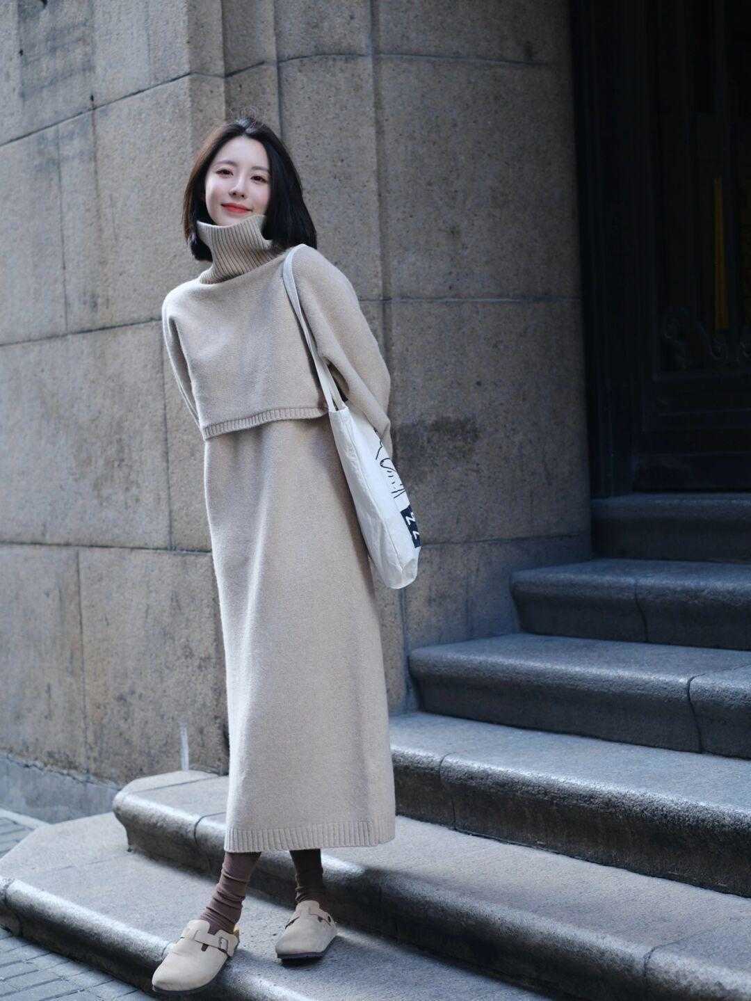 品牌 秋冬，穿针织连衣裙魅力全开，高级优雅又洋气，漂亮大气