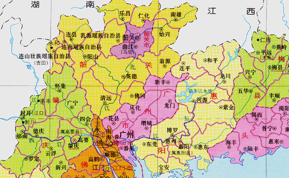 當時,清遠市下轄的各個縣,基本上隸屬於廣州府,韶州府管理.