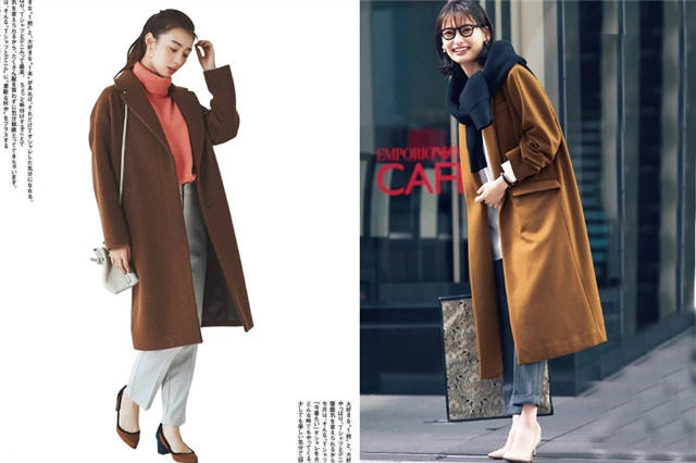 右图 冬季的第一件切尔西大衣，要穿搭带来温暖感的棕色，沉稳而时髦