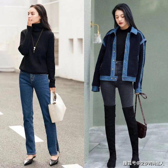 尖头 外穿一件拼接羊羔绒牛仔衣,非常的时尚又酷帅,不失女人味