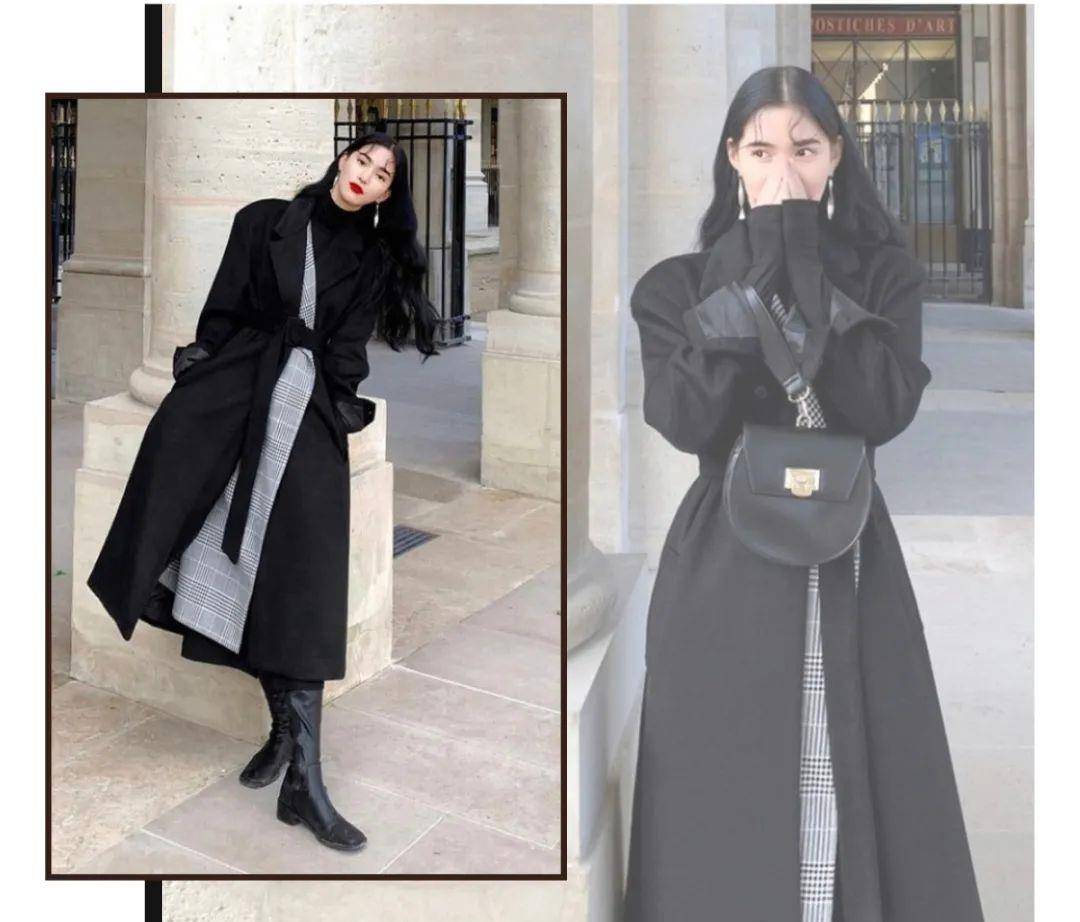 黑色 我的天啦！你穿“大衣＋半裙”的样子，真的美到窒息！