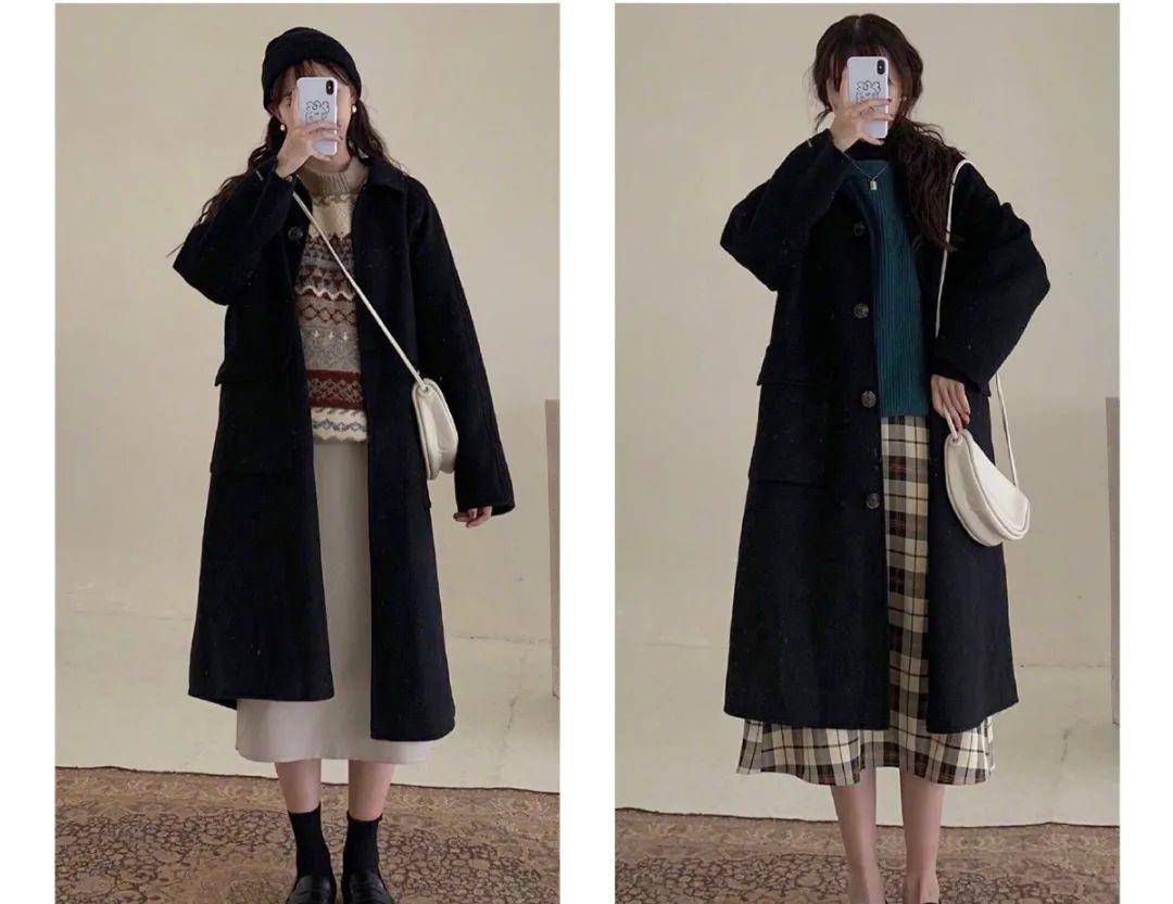 黑色 我的天啦！你穿“大衣＋半裙”的样子，真的美到窒息！