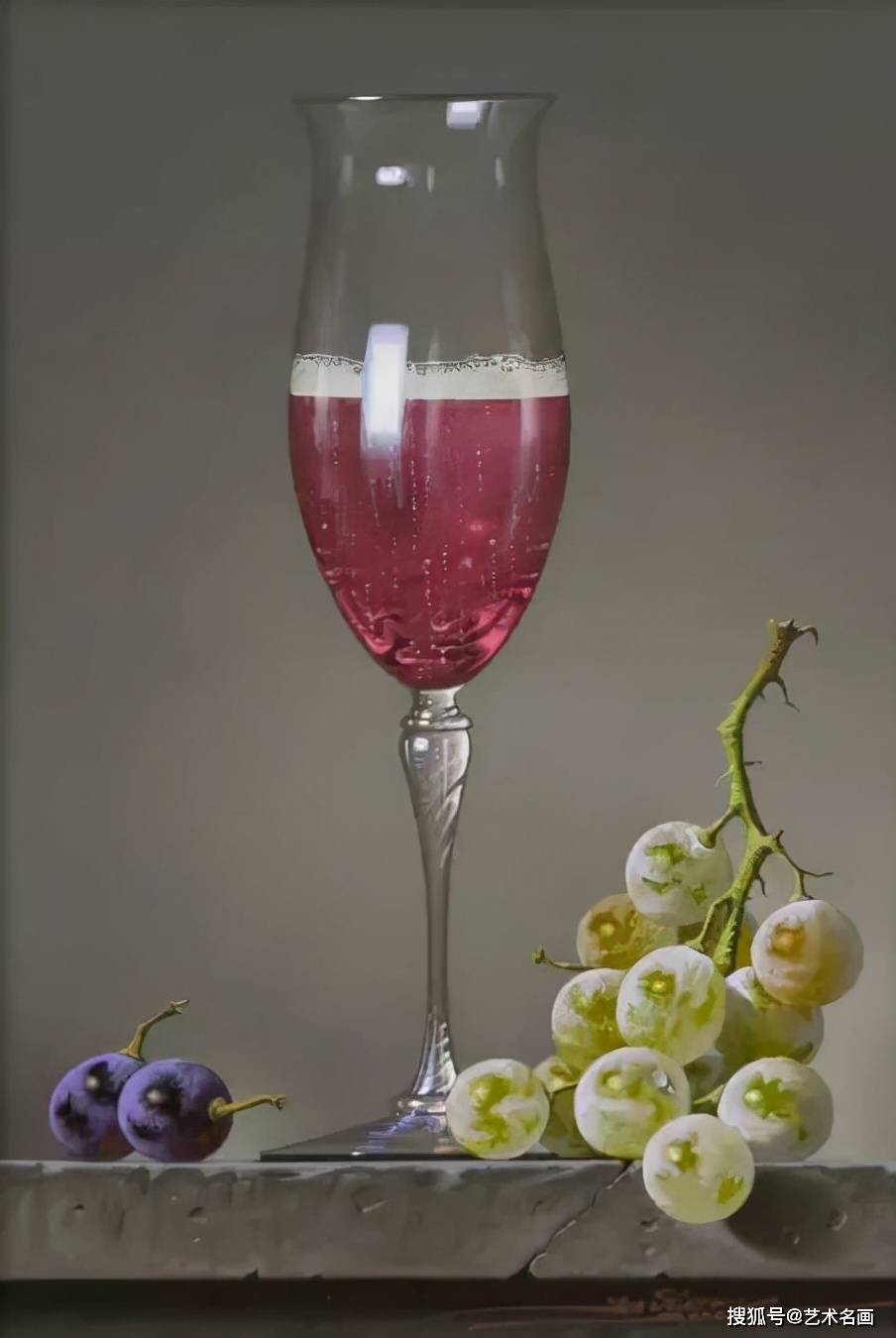 西班牙超写实画家javiermulio的透明玻璃杯具油画作品