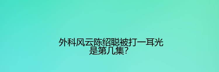 风云|外科风云陈绍聪被打一耳光是第几集?
