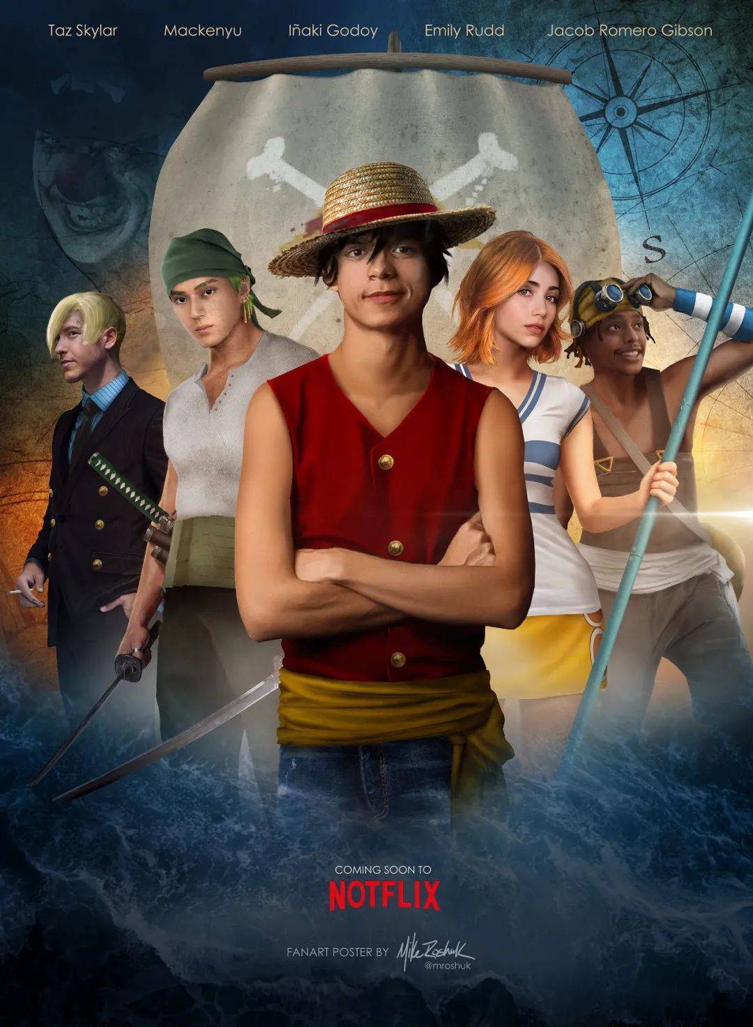 索隆摆的造型有点怪,娜美也是,山治看起来像个假人,至于路飞,我是没