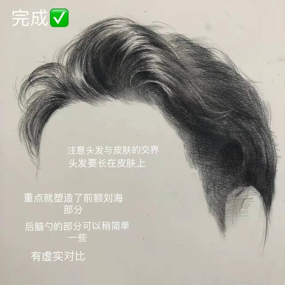 头像素描头像头发怎么画？广州画室分享这三个绘画技巧！