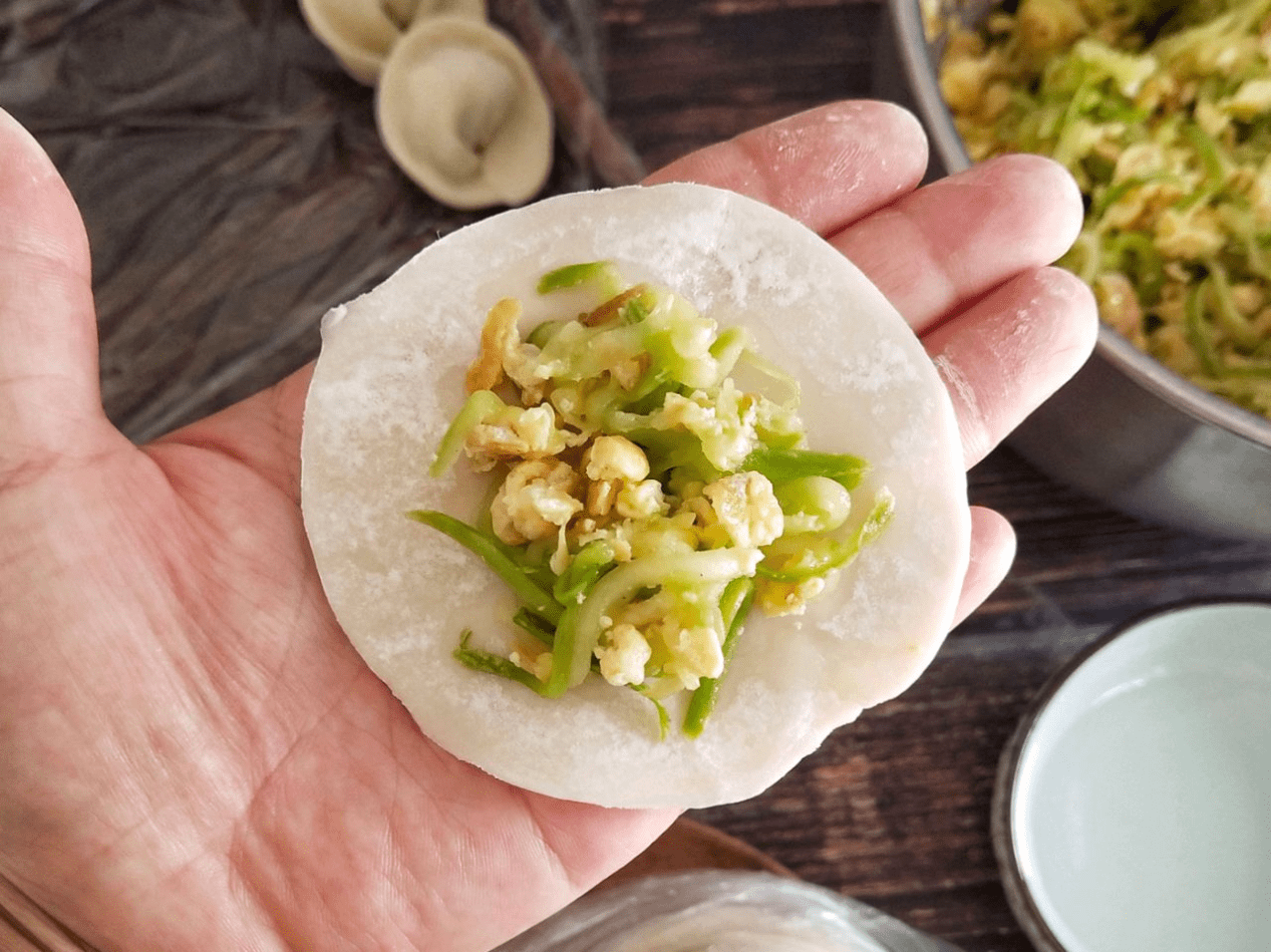 原创西葫芦馅的素饺子鲜嫩可口比韭菜白菜还好吃