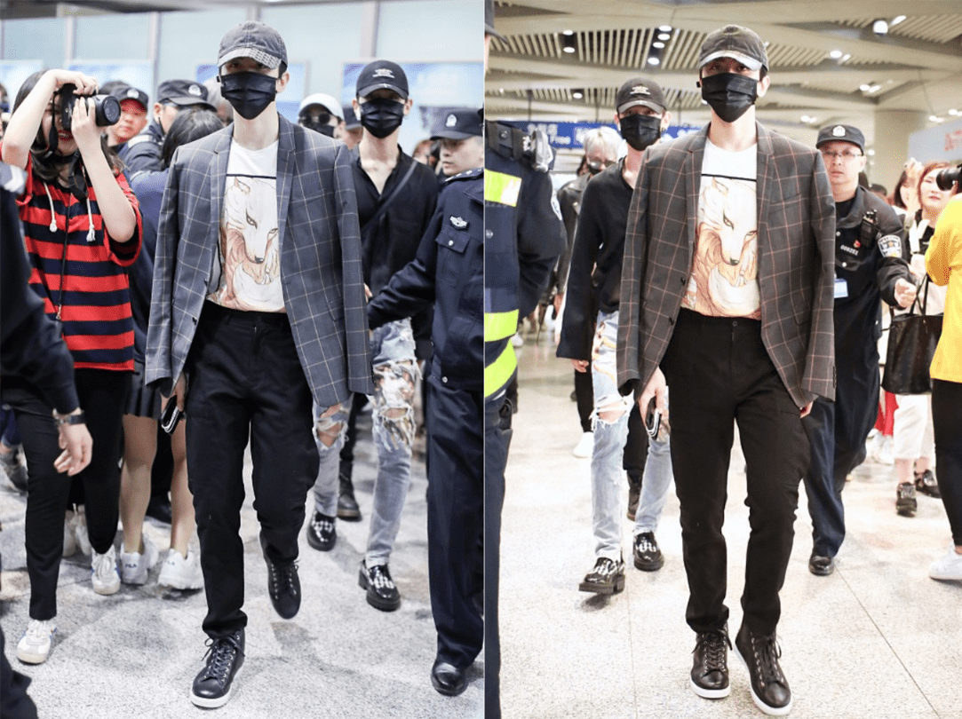 黑色 蔡徐坤的颜值真禁得住生图摧残，不修图侧颜都好看，穿西装太有范